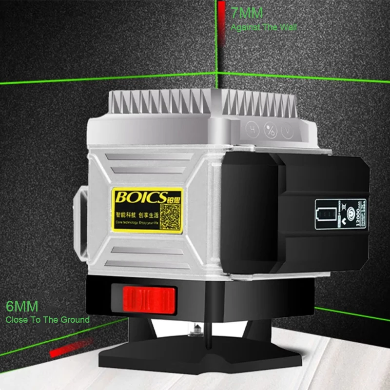4D 12/16 Line 532nm High-precision Green Strong Light Cross Laser level Mini Portable with Battery Remote Control