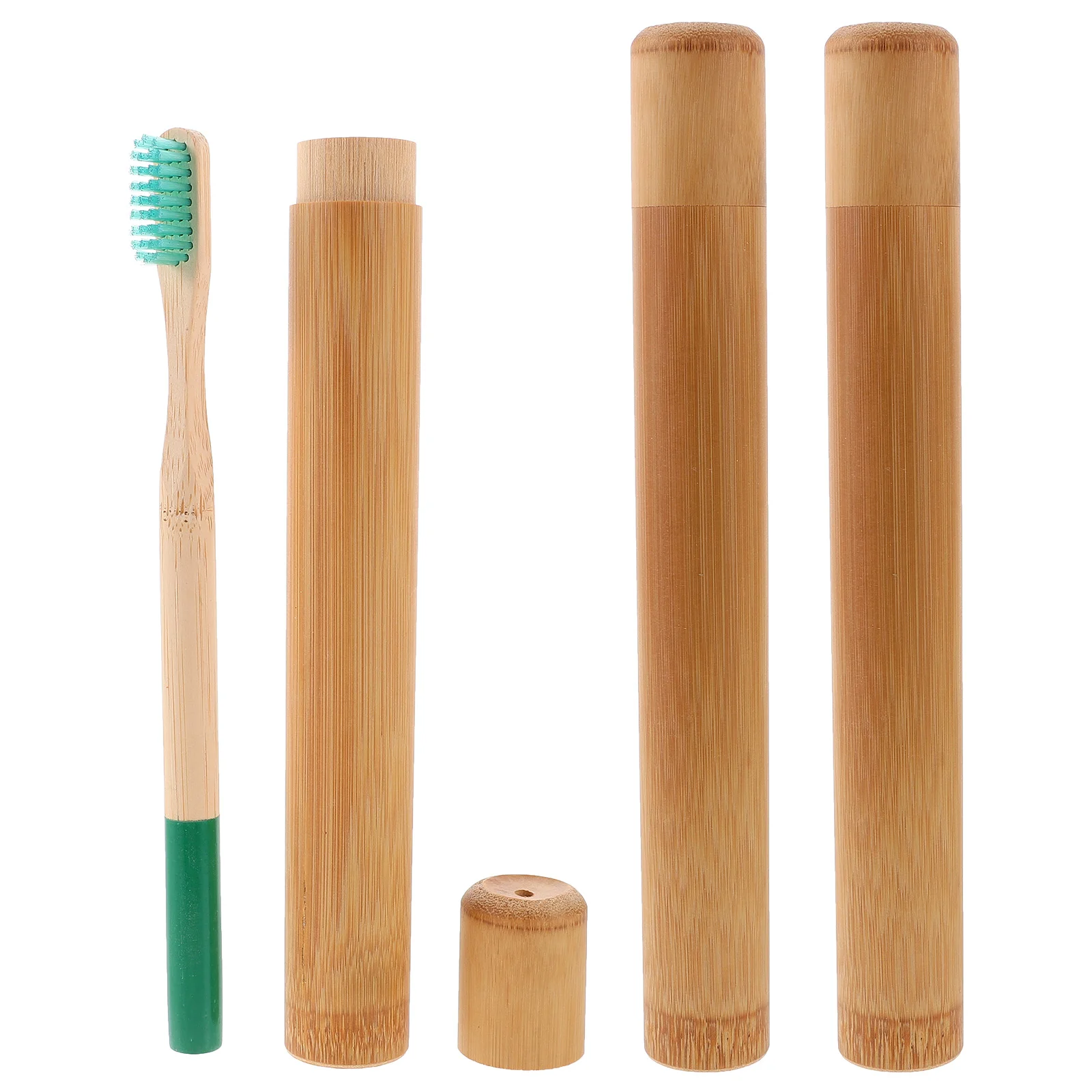 Bamboo Toothbrush Case Storage Tube Kit Toothbrushes for Children Portable Travel Cylinder