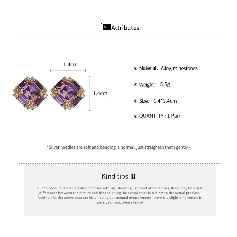 Exquisite Design Geometric Square Stud Earring for Women Luxury High-end Rhinestone Earrings Versatile Jewelry Birthday Gift image 6