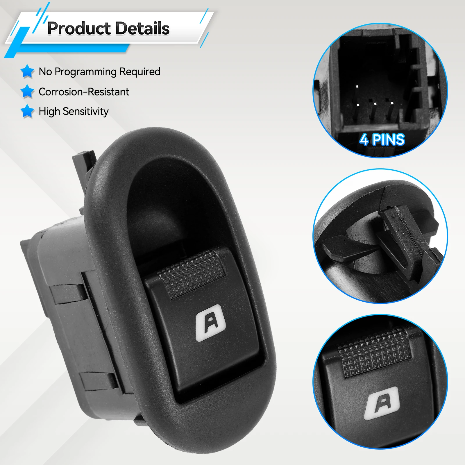 Fits For Citroen C2 C3 Peugeot 1007 Power Window Lifter Switch Control Electric Button 6554.L7 96401469XT 6554L7 Car Accessories - view 4