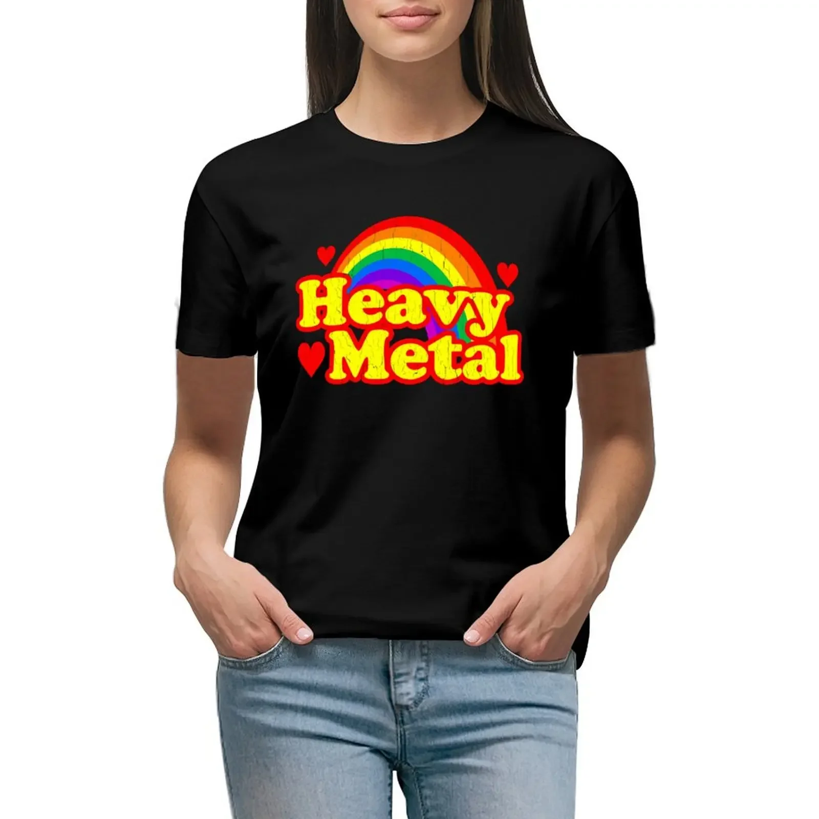 

Funny Heavy Metal Rainbow T-Shirt plus size tops animal prinfor blacks animal print shirt for girls clothes for woman