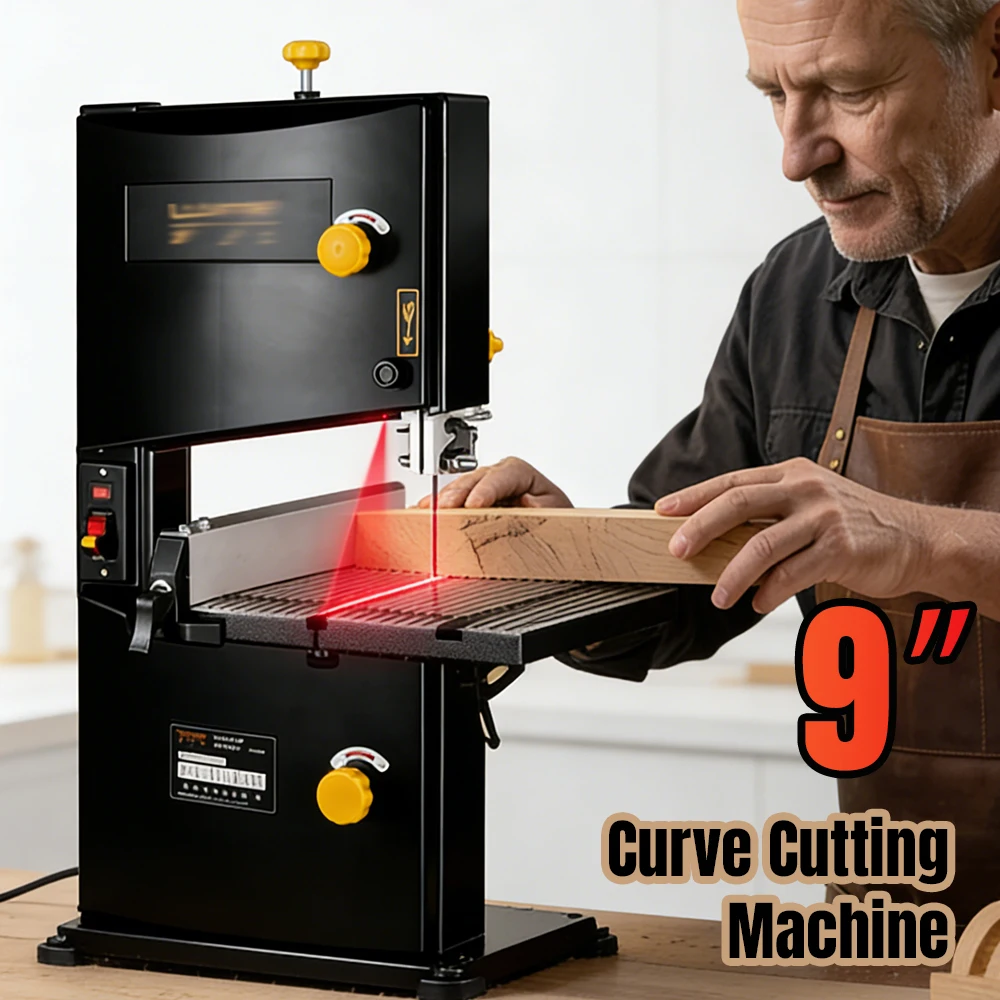 

9-Inch Band Saw Benchtop Woodworking Bandsaw with 9cm Cutting Height Laser Guide for DIY Woodworking, Metal Cutting, Furniture