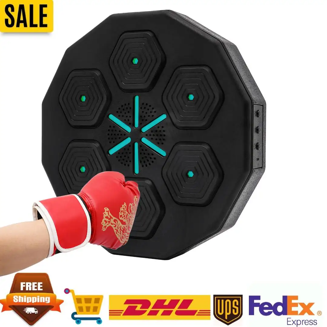 1 Set Music Boxing Machine, Wall-Mounted Led Light Boxing Equipment with Bluetooth Boxing Gloves for Home Gym Training