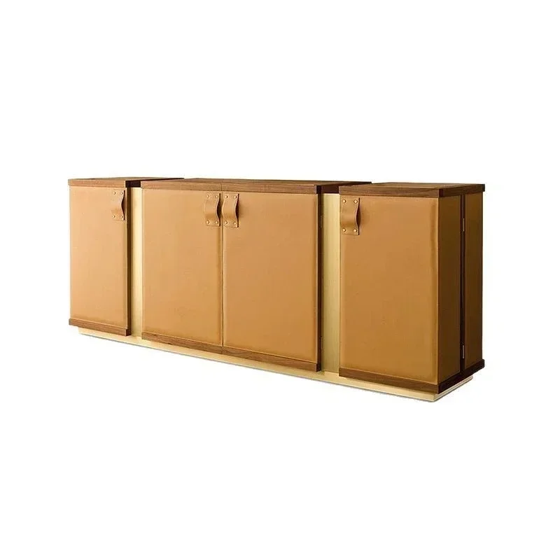 Italian solid wood four doors, dining side cabin et agai nst the w all, mod ern hom e livi ng roo m sadd le