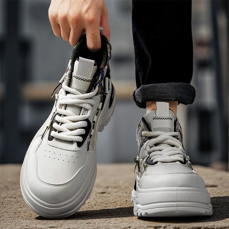 

Men's Sneakers Brand Men Leather High-Top Skateboarding Shoes Male Fashion Non-Slip Sport Shoes Zapatillas Hombre Mens Footwear