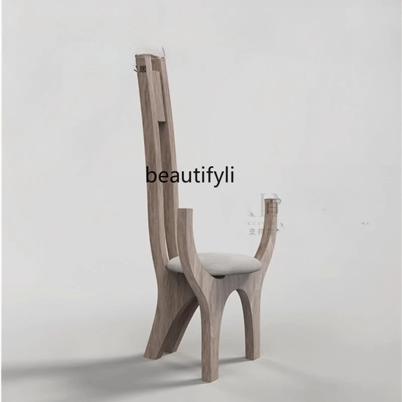 

New medieval solid wood dining chair French retro backrest homestay negotiation chair