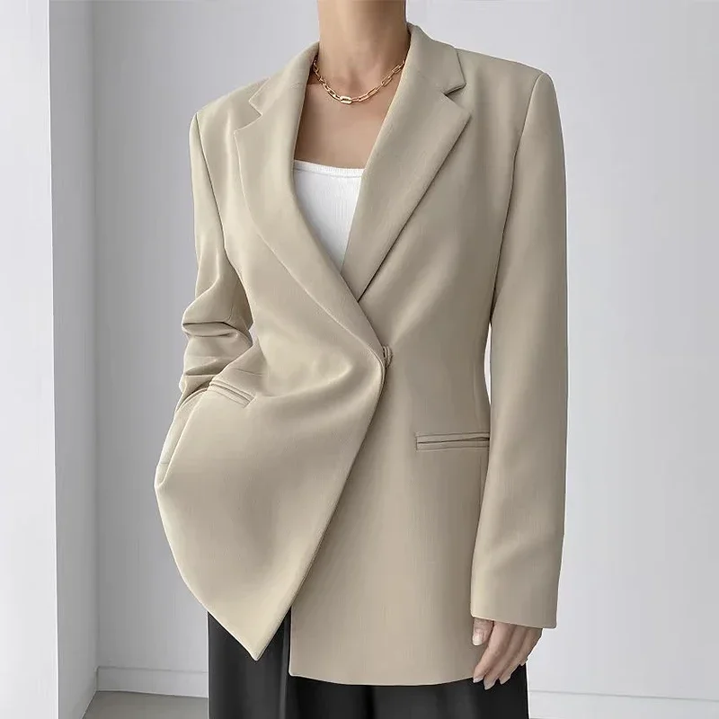 UNXX-Chaqueta de traje elegante de estilo coreano para mujer, traje elegante de gama alta con un botón en la cintura, chaqueta adelgazante de Color sólido para primavera y otoño