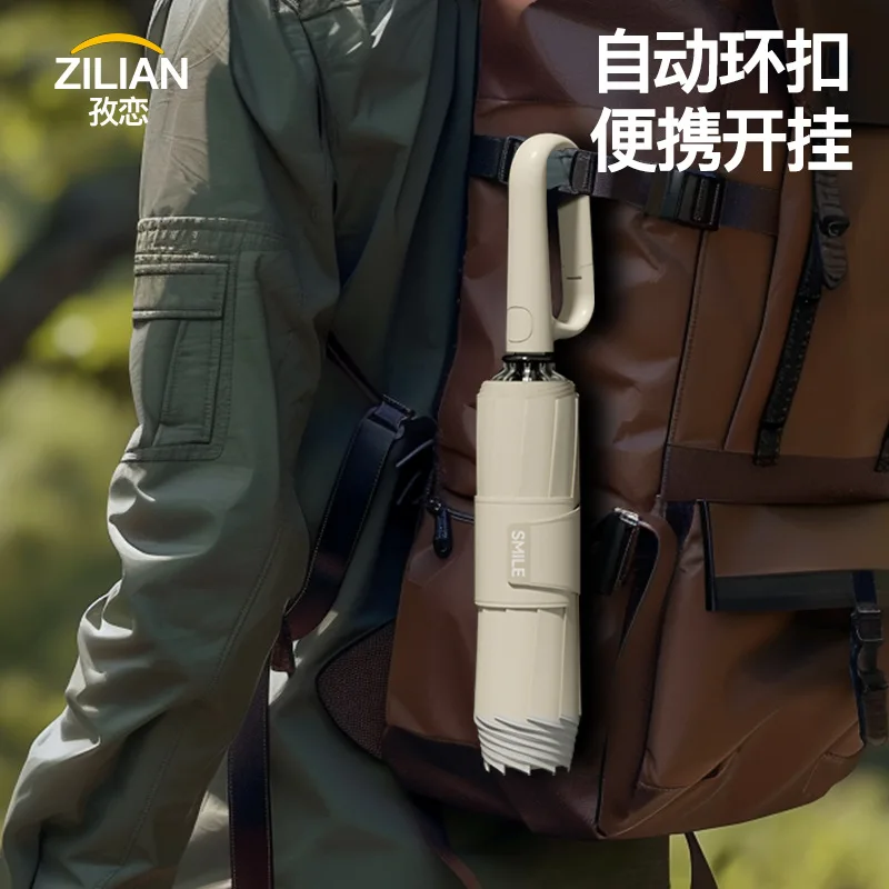 

Полностью автоматический зонт с кольцевой пряжкой, портативный зонт с увеличенным утолщением, усиление для женщин и мужчин, складной зонт от дождя или блеска