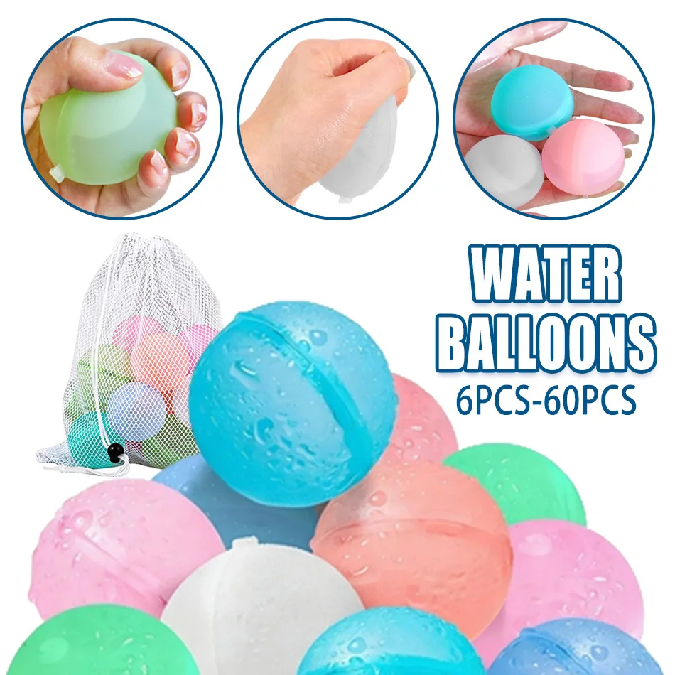 6/12/18/PCS Reusable Water Balloons Quick Fill Self Sealing Water Ball Toy Outdoor Summer Swimming Pool Water Balls