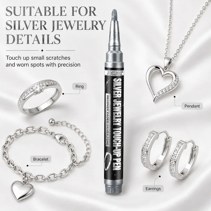 Silver Jewellery Marker Pen, Quick-Drying Fine Tip, Used for Metal Scratch Repair, Specially Designed for Cabinet, Door, Musical