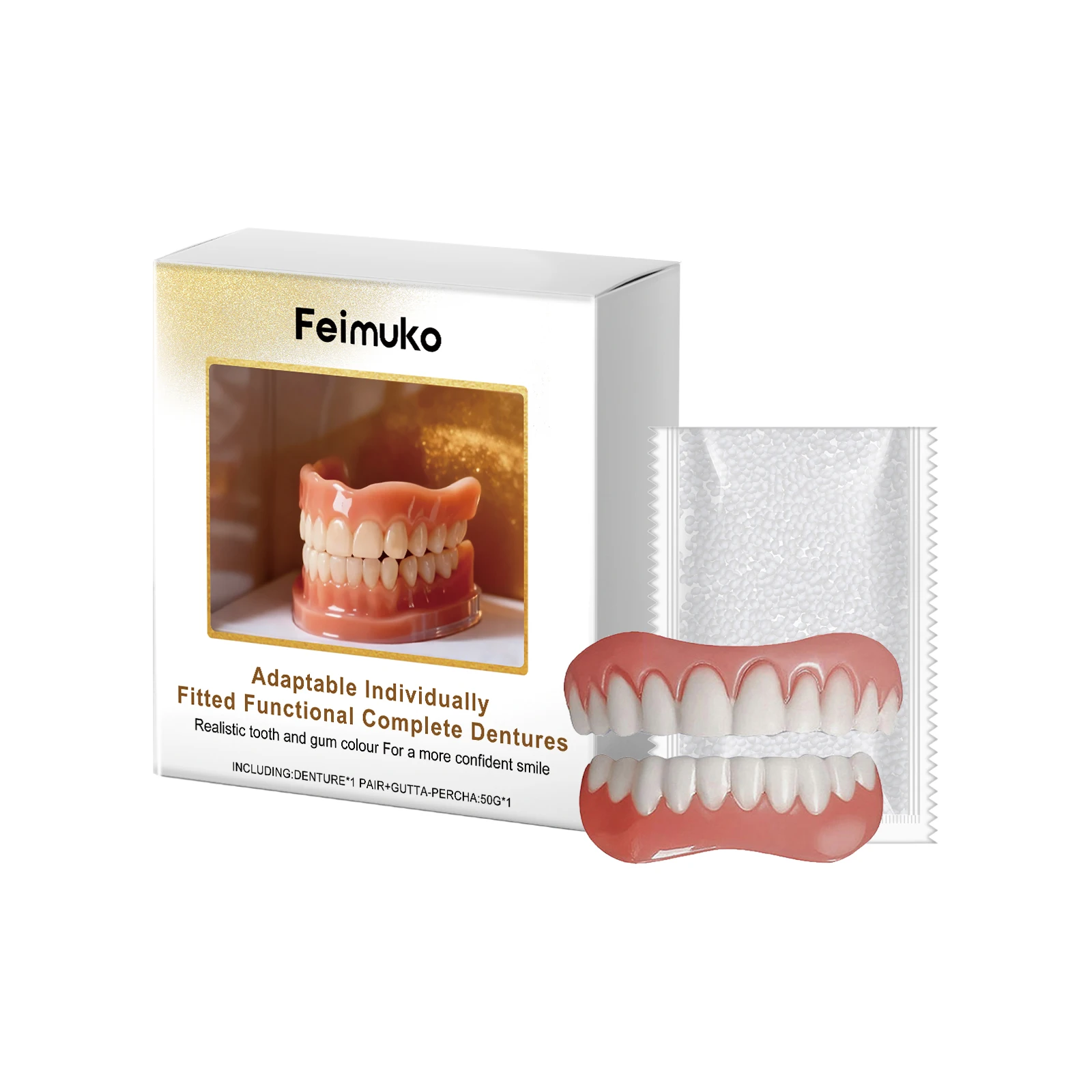 Denture Silicone Kit Teeth Upper And Lower Set Temporary Orthodontic Fake Tooth Improve Tooth Loosen Simulation Dental Braces