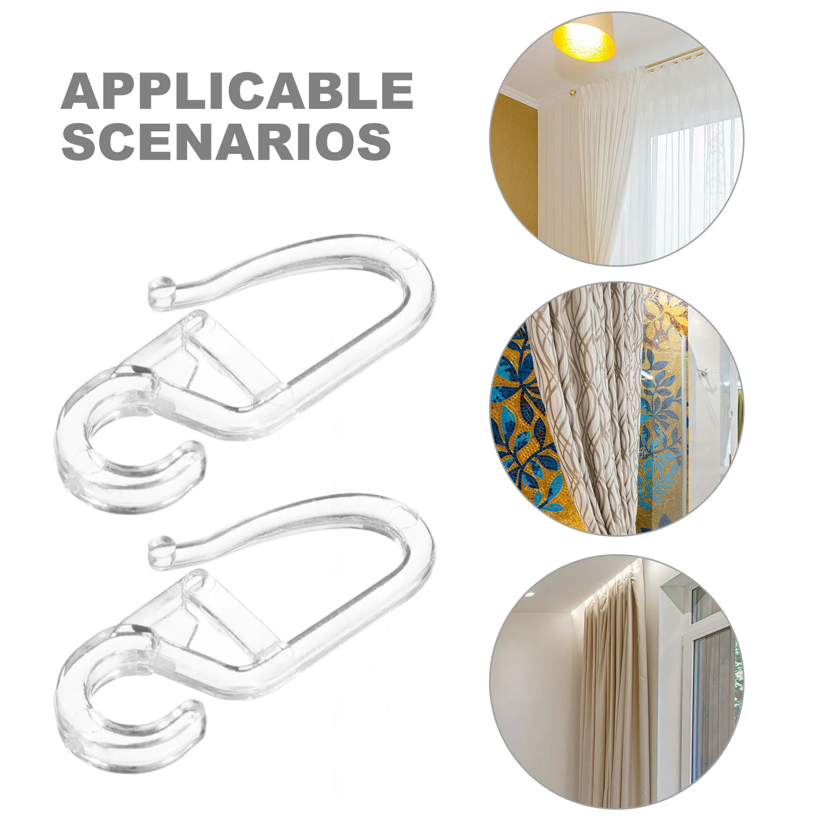 150Pcs Clear Plastic Curtain Hooks for Rod Sliding Glider Hangers Invisible Design Strong Support Thick Curtains Bathroom Shower