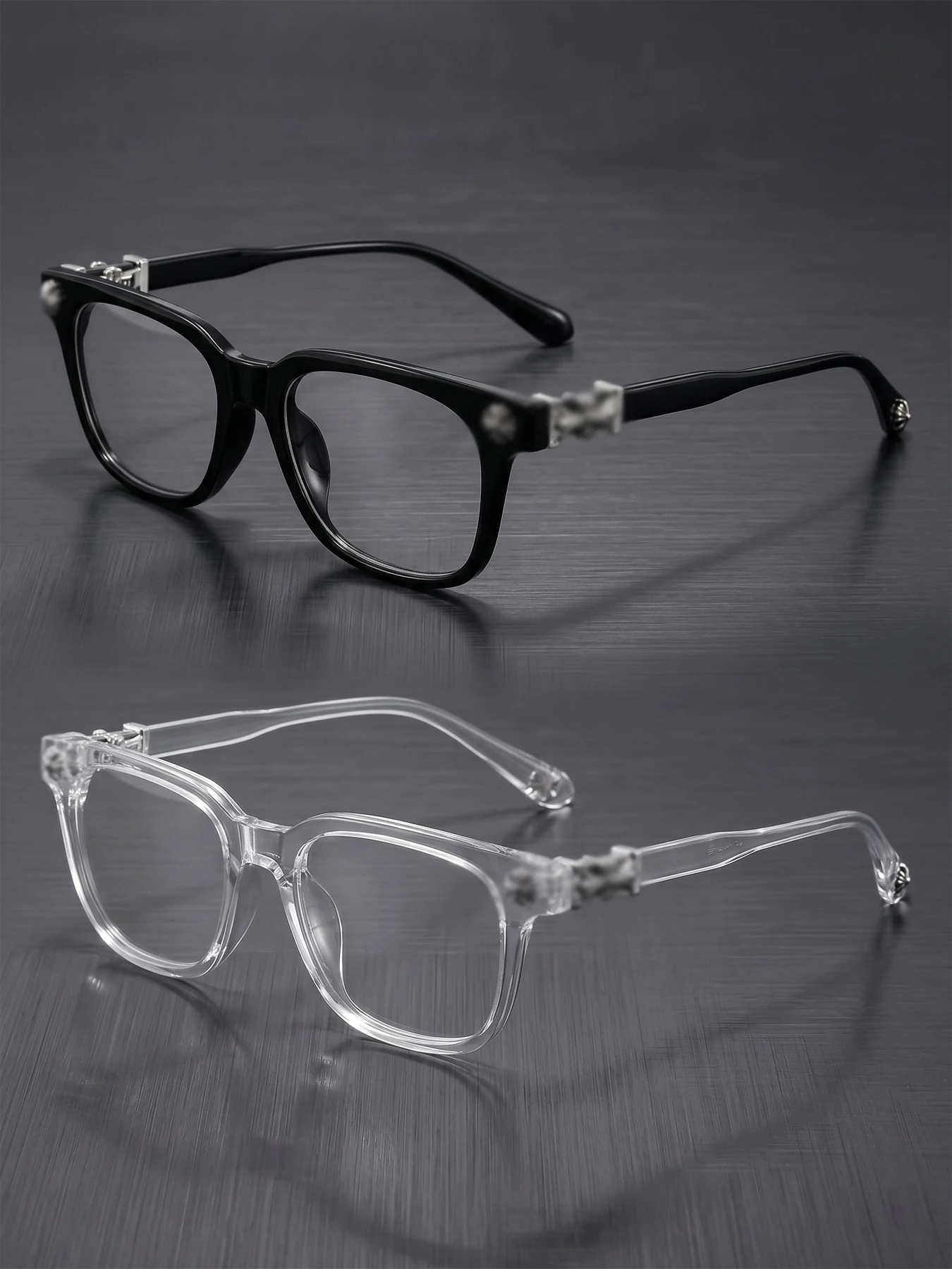 2-pack Combination Metal Frame Anti-blue Light Glasses, Stylish Classic Casual Versatile Non-prescription Glasses