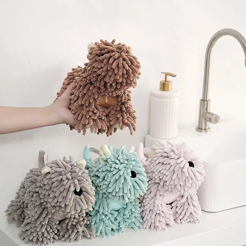 Asciugamano in ciniglia per cani da cartone animato Asciugamani da bagno morbidi e altamente assorbenti Asciugamano multifunzionale Reative per pulire le mani Peluche