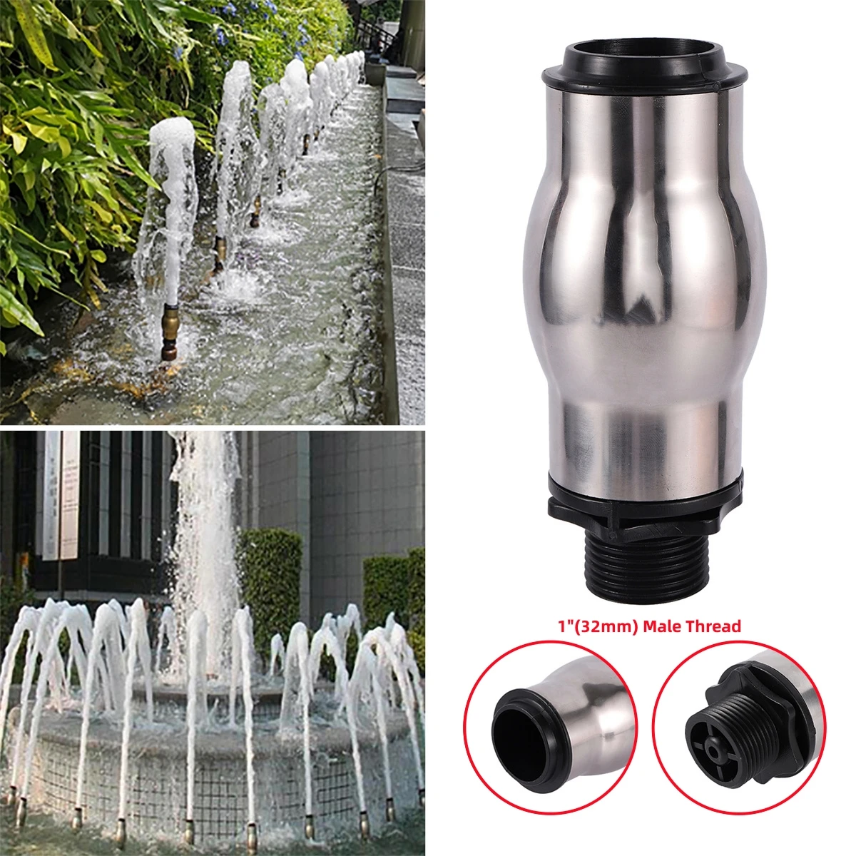 

1" наружная резьба фонтанная колонна и 1" внутренняя резьба соединительная насадка из нержавеющей стали для фонтана с пеной украшение для сада отеля