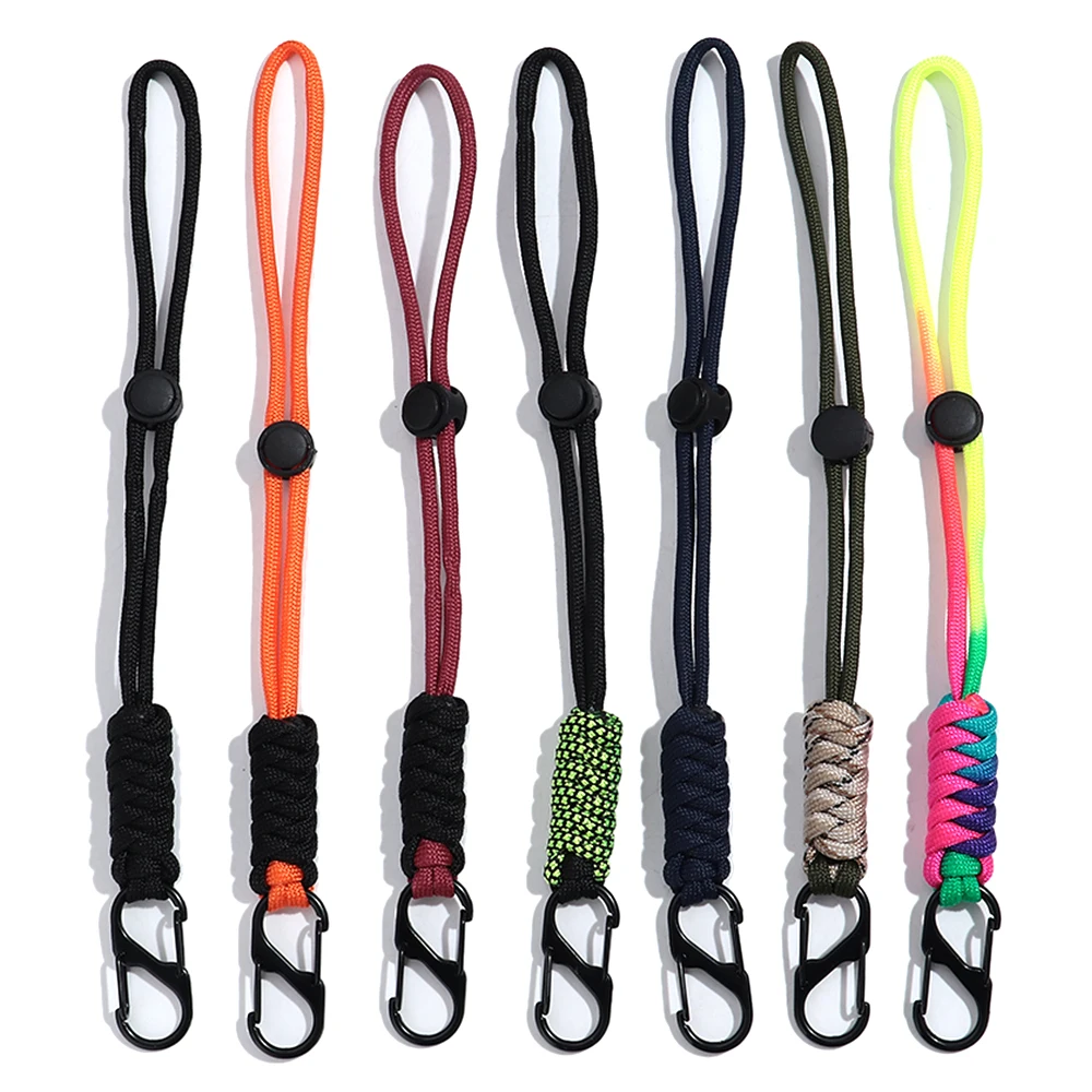 1 Peça Corda Paracord Trançada à Mão, Chaveiro Multiuso para Exterior, Corda de Pulso, Mosquetão, Acessório para Mochila de Camping
