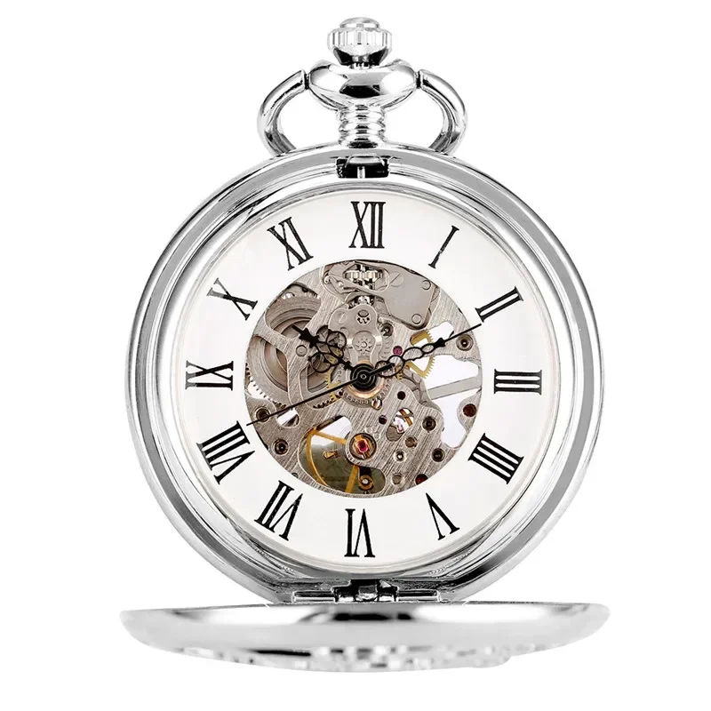 Vintage Silver Hollow Out Kirin Mechanical Hand-winding Pocket Watch for Men Women Skeleton Clock with Pendant Chain Reloj Gift