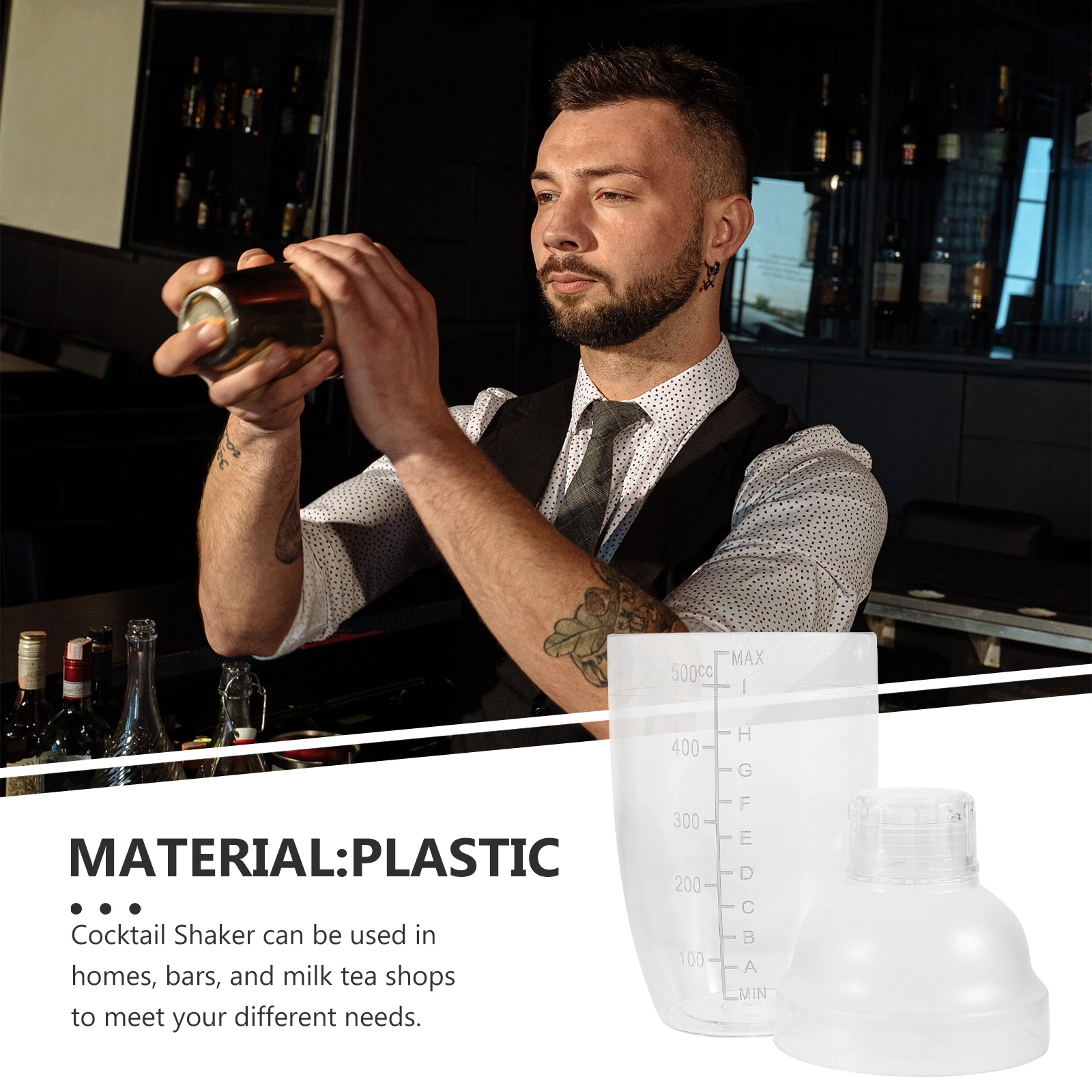 

Cocktail Shaker 530mL Thickened Mixer Cup for Bar Bartender Plastic Drink H Shaking Tool Milk Tea Shop Beverage Maker