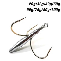 1pc 20g-100g Triple Fishing Hooks Equipment Sea Bream Carbon Barbed Treble Fishhook for Big Bass Saltwater Triple Barbed Pesca