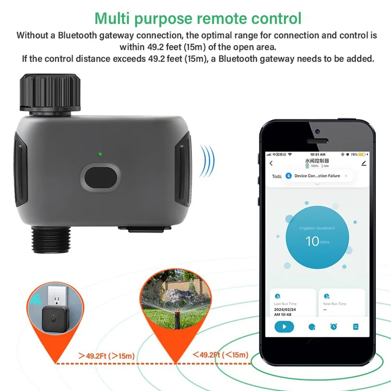 Temporizador de agua inteligente A36T-Wifi para manguera de jardín, temporizador de riego por aspersión con concentrador, para temporizador de riego automático Tuya duradero US P