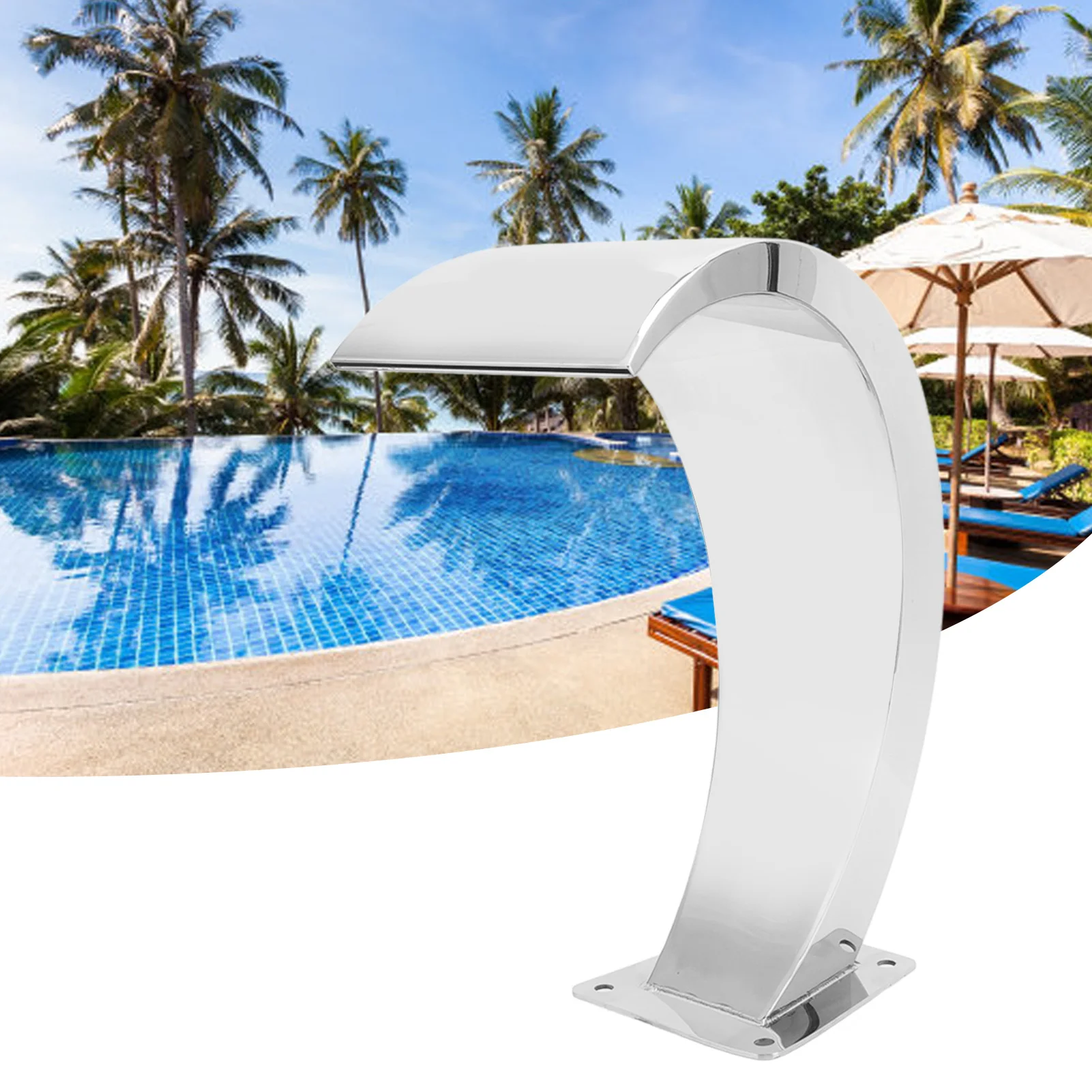 

Stainless Steel Water Tap Pool Waterfall Faucet 304 Stainless Steel Arc Design G1 Internal Thread Swimming Pool Fountain Faucet