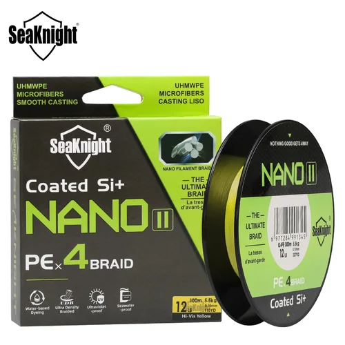 SEAKNIGHT nuevo NANO II 100M/300M caliente 4 hebras trenzado hilo de pescar multifilamento PE 7LB-15LB diámetro 0,08mm-0,12mm