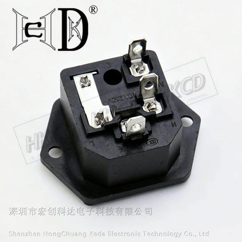 2PCS AC-03 IEC320 C14 AC Power Inlet Socket 10A 250V Integrated Fuse Holder Screw Flange Mount