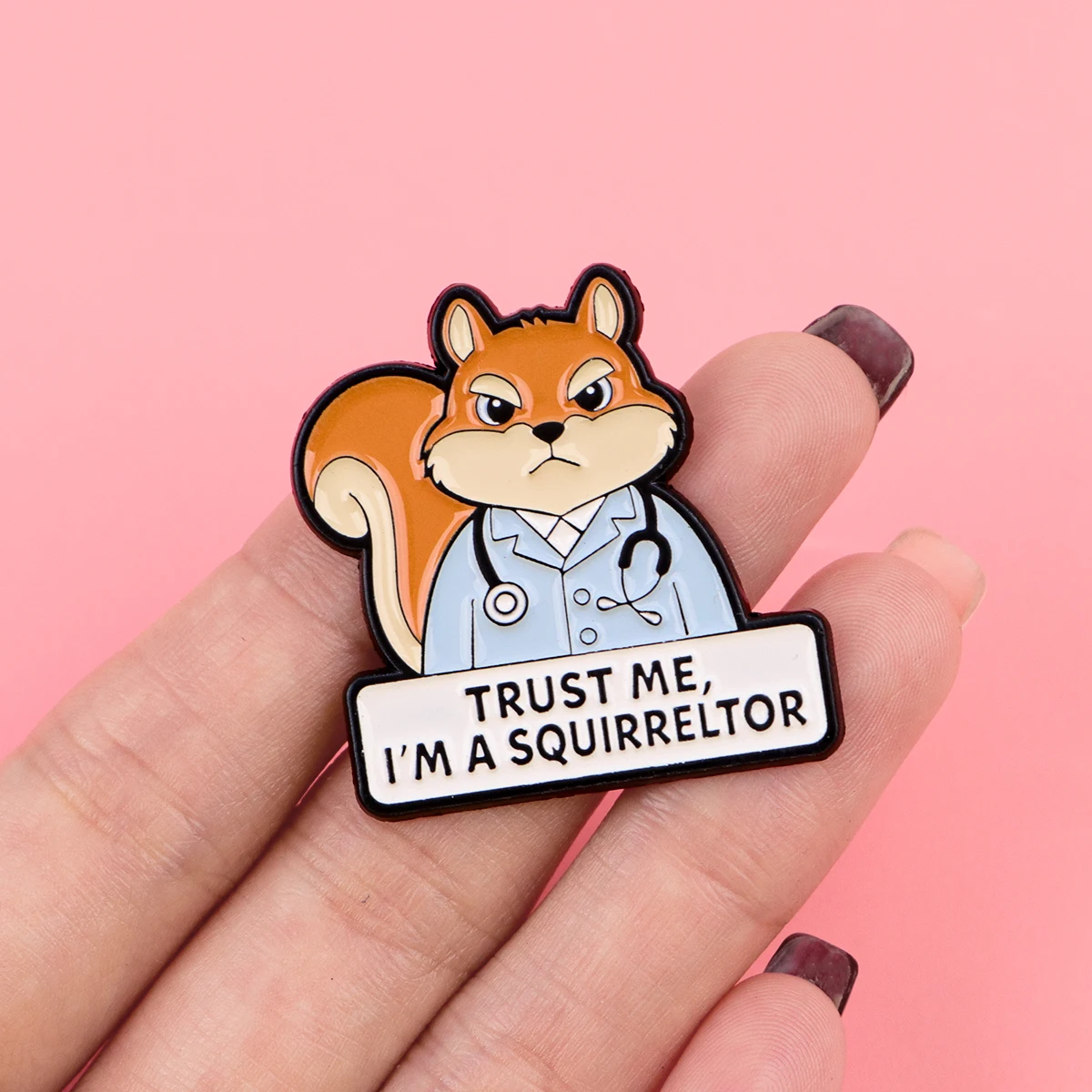 Pin metálico de esmalte ardilla para mochila, chaqueta o gorra - imagen 3