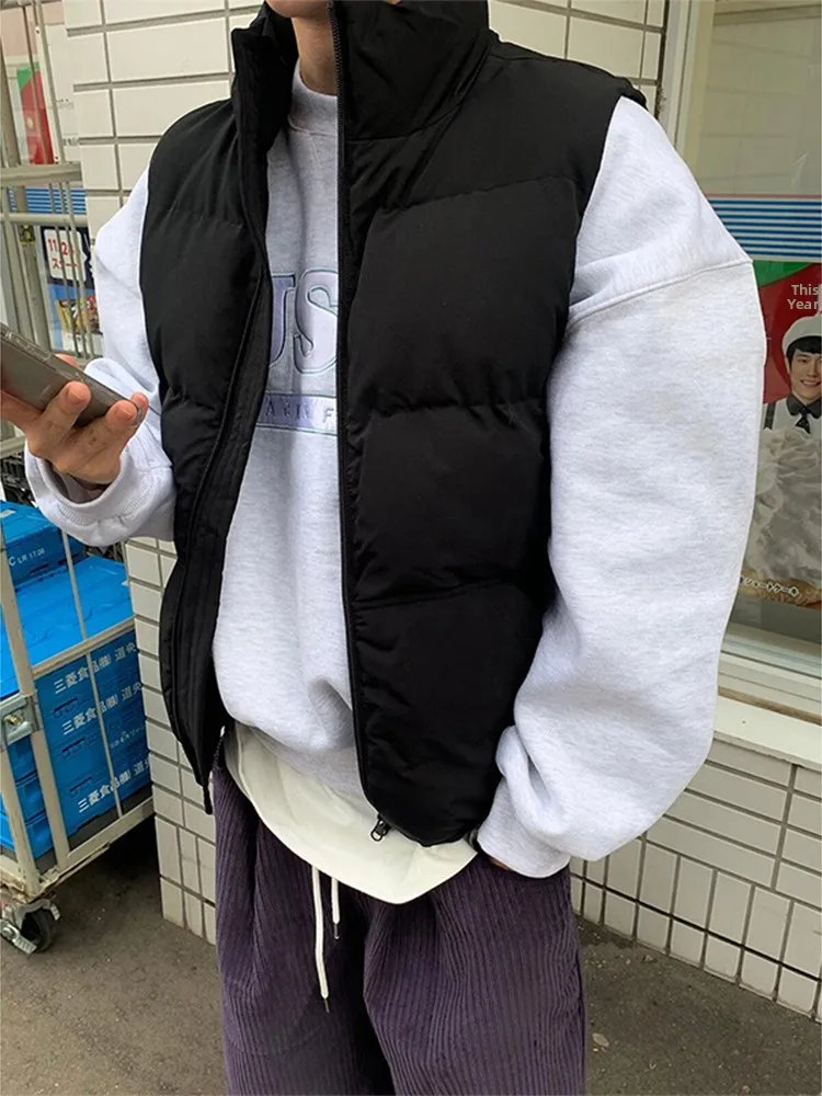 

Bla down Cotton Vest Men Spring Autumn Outerwear Svel oulder Pad Warmth Polyester Fiber 2024 New Sle