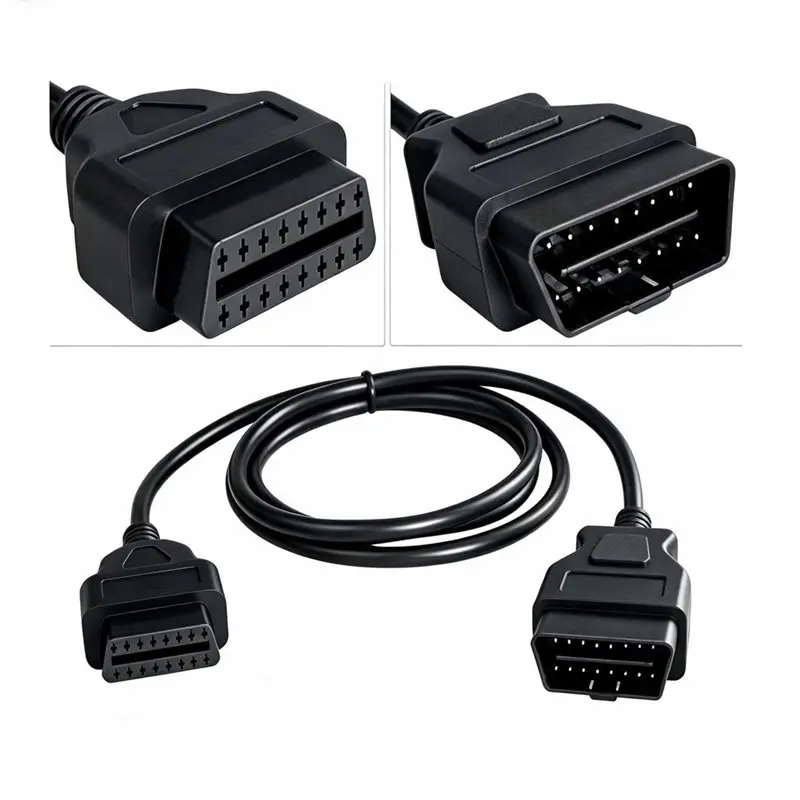 A11M-Auto Diagnostic Tool Cable 1M OBD2 16 Pin Male To Female Extension Cable Diagnostic Extender Cord Adapter Car Auto