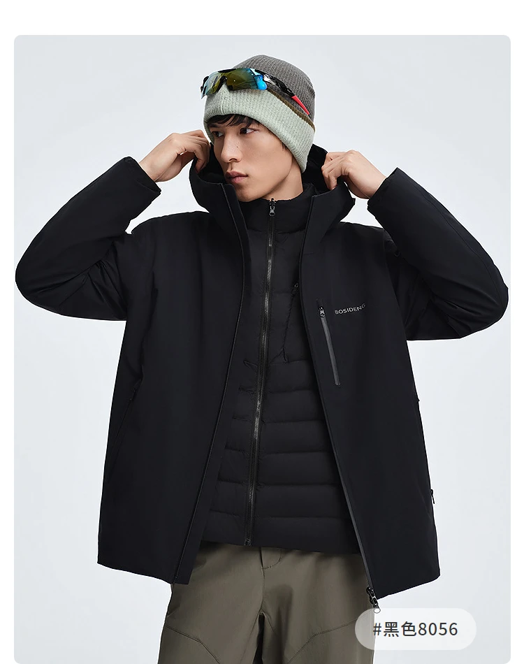 BOSIDENG 3‑In‑1 Outdoor Jacket 90 Goose Down 700+ Fill Power Detachable Liner Temperature Control Hooded Coat