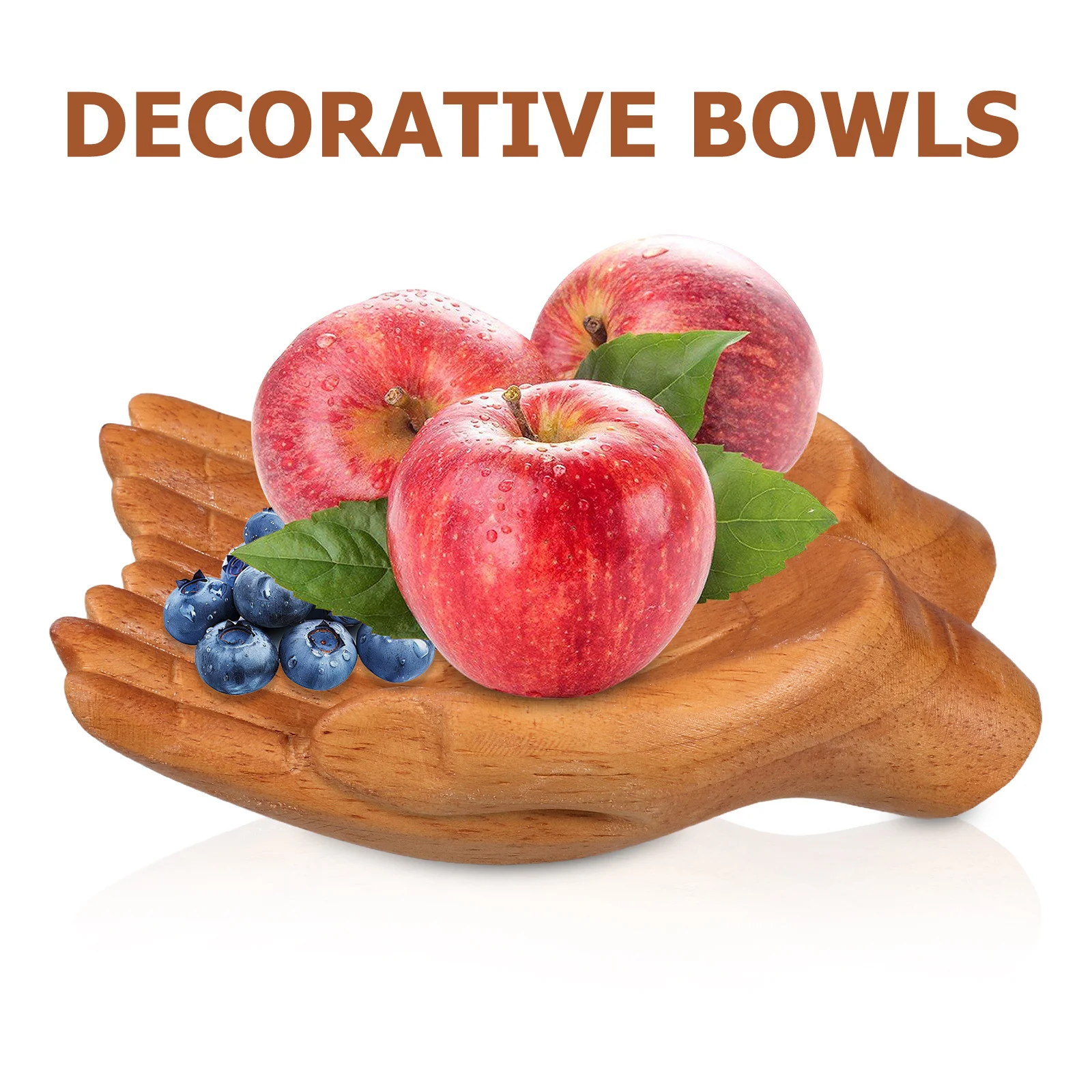 Hand Carved Wooden Decorative Bowl Unique Key Holder for Entryway Table Snack Tray Artistic Home Decor Decorative Wooden Bowl