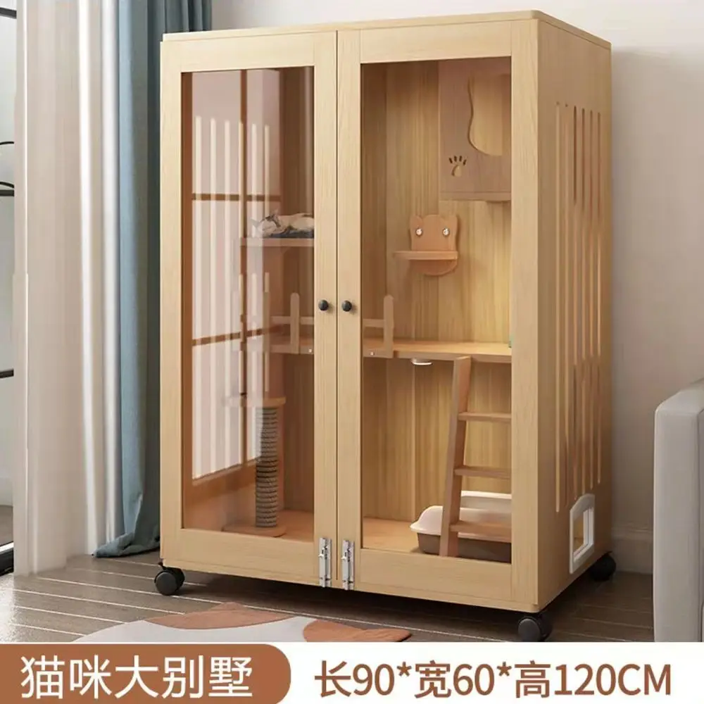 

Вилла для кошек из цельного дерева, клетка для кошек, домашний домашний шкаф для кошек, двойной дом для кошек, супер большая космическая катерапия