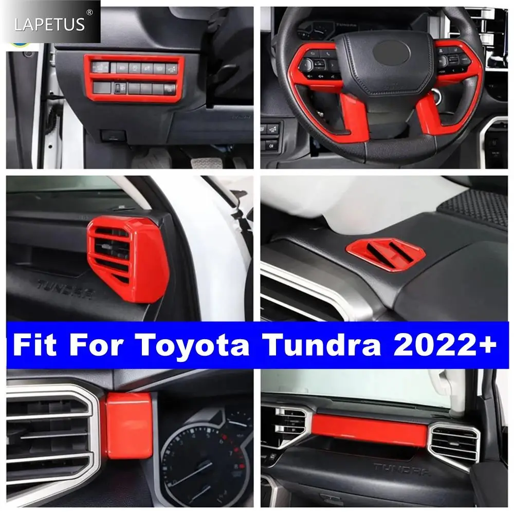 

ABS Red Car Lights Switch / Steering Wheel / Center Control Gear Shift Panel Accessories Cover Trim For Toyota Tundra 2022 2023