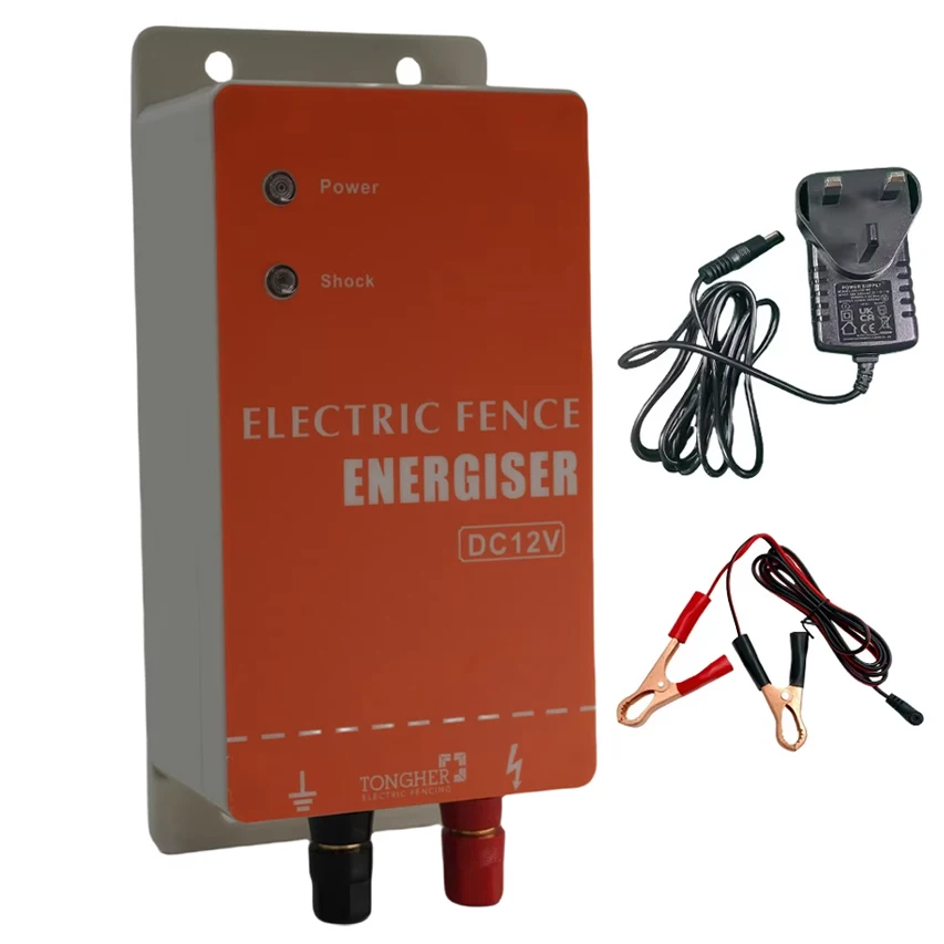 

TONGHER Farm Animals Electric Fence Energizer 0.5- 1.5 Joules 12KV Solar Livestock Horse Goat Poultry Animals Controller 10 KM