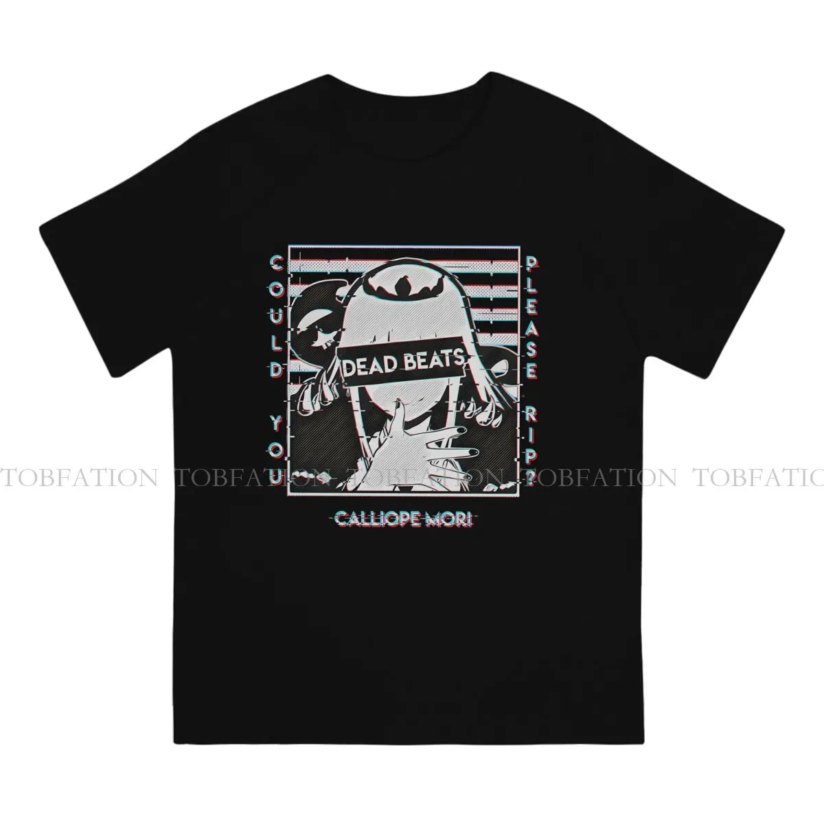 Hololive TShirt for Men Mori Calliope Glitched Humor Summer Sweatshirts T Shirt High Quality New Design