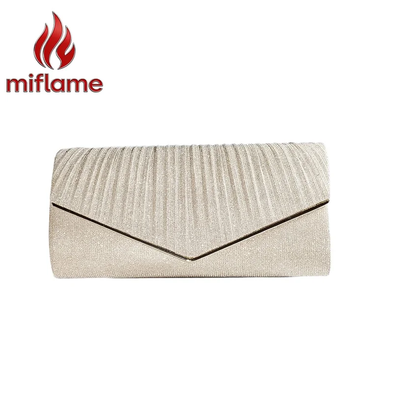 

Pleated Glitter Clutch Bag for Women Sparkling Evening Purse for Wedding Prom Dinner Shiny Party Handbag with Detachable Chain