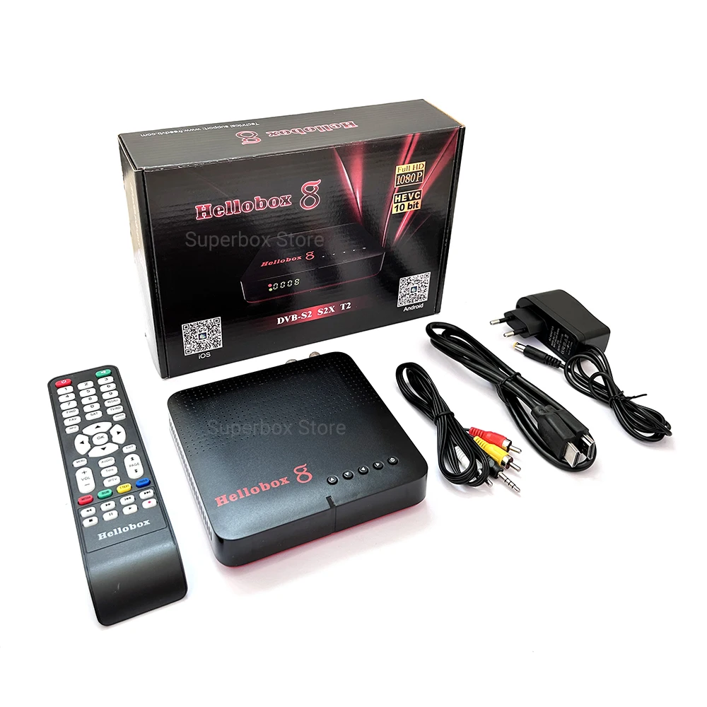 Hellobox8 Satellite TV Receiver DVB-S2X DVB-T2 Built-in WiFi Full HD 1080P HEVC 10bit RJ45 DVB Player Port Hellobox 8