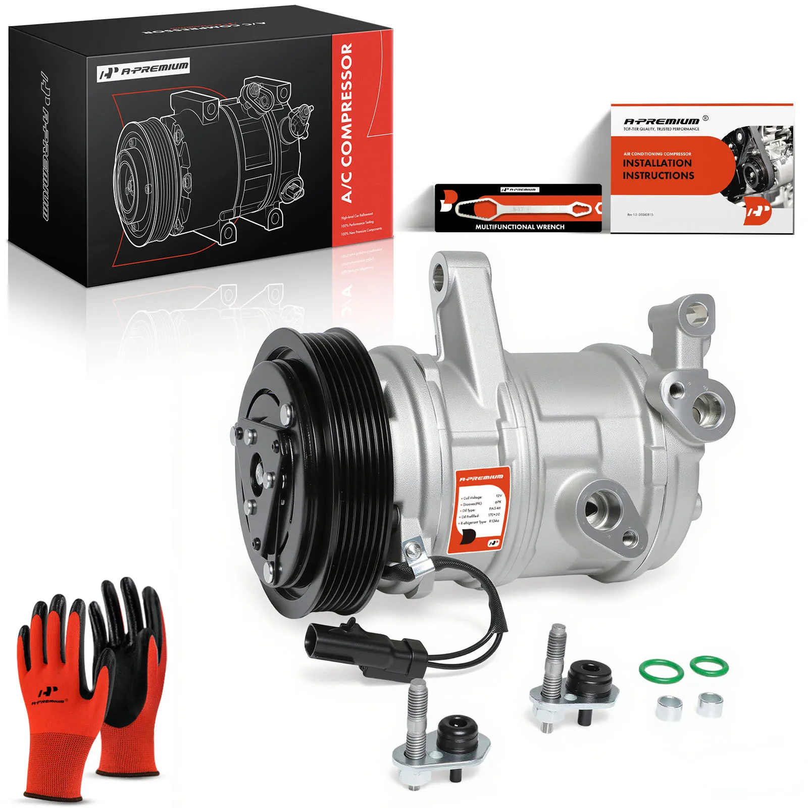 A-Premium AC Compressor with 6-Groove Pulley for Jeep Liberty 2006-2008 Dodge Nitro 2007-2008