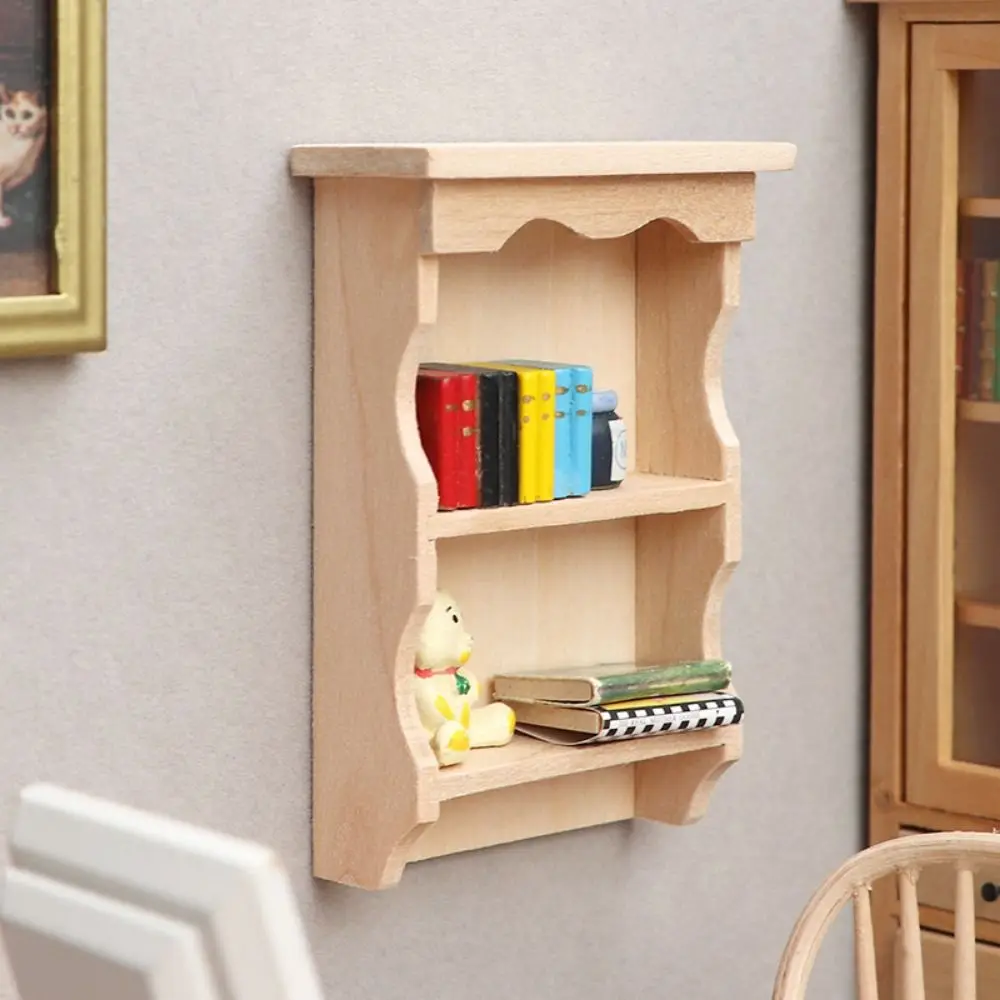 Wooden Dollhouse Storage Rack Miniature Storage Rack Dollhouse Wooden Hanging Cabinet Romantic Towel Rack