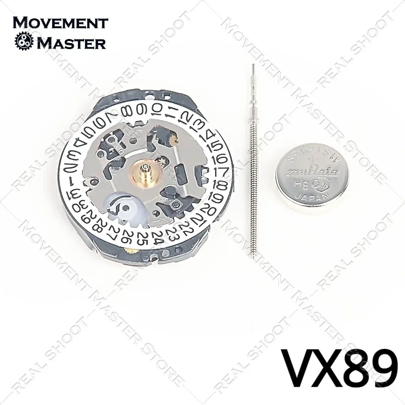 นาฬิกาควอตซ์อิเล็กทรอนิกส์เคลื่อนไหว VX89เคลื่อนไหวแบบ3นาฬิกา6โมงเช้าระบบควอทซ์อิเล็กทรอนิกส์แบบ VX89E ญี่ปุ่นใหม่ดั้งเดิม