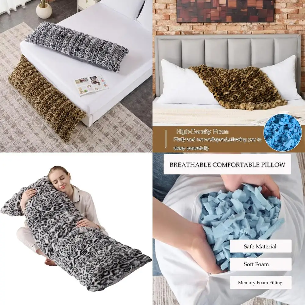 

Подушка для тела с леопардовым принтом, плюшевая подушка с принтом гепарда, длинная пушистая подушка, идеально подходит для беременных и для сна на боку