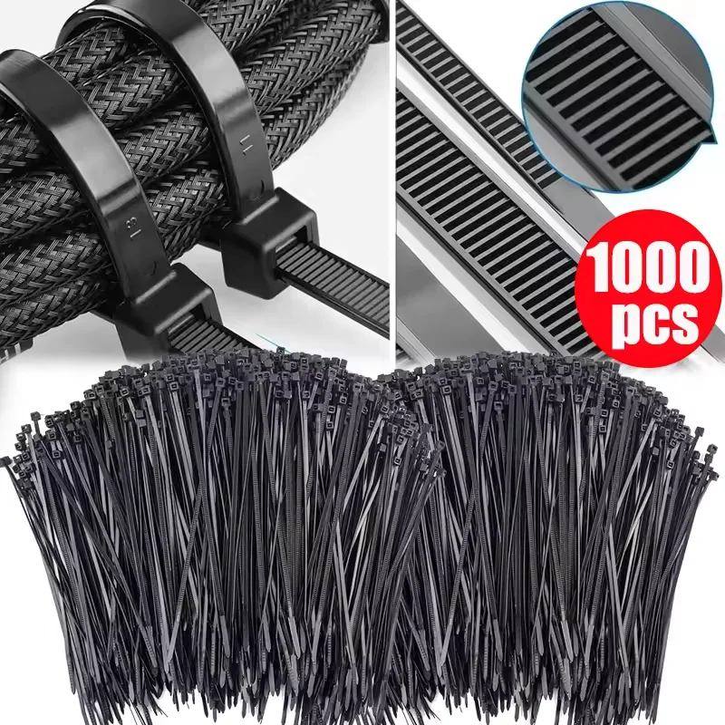 1000/100 Uds bridas para cables de nailon correas para cables autoblocantes correas Cables ajustables bucle de sujeción bridas para cables de oficina en casa al por mayor