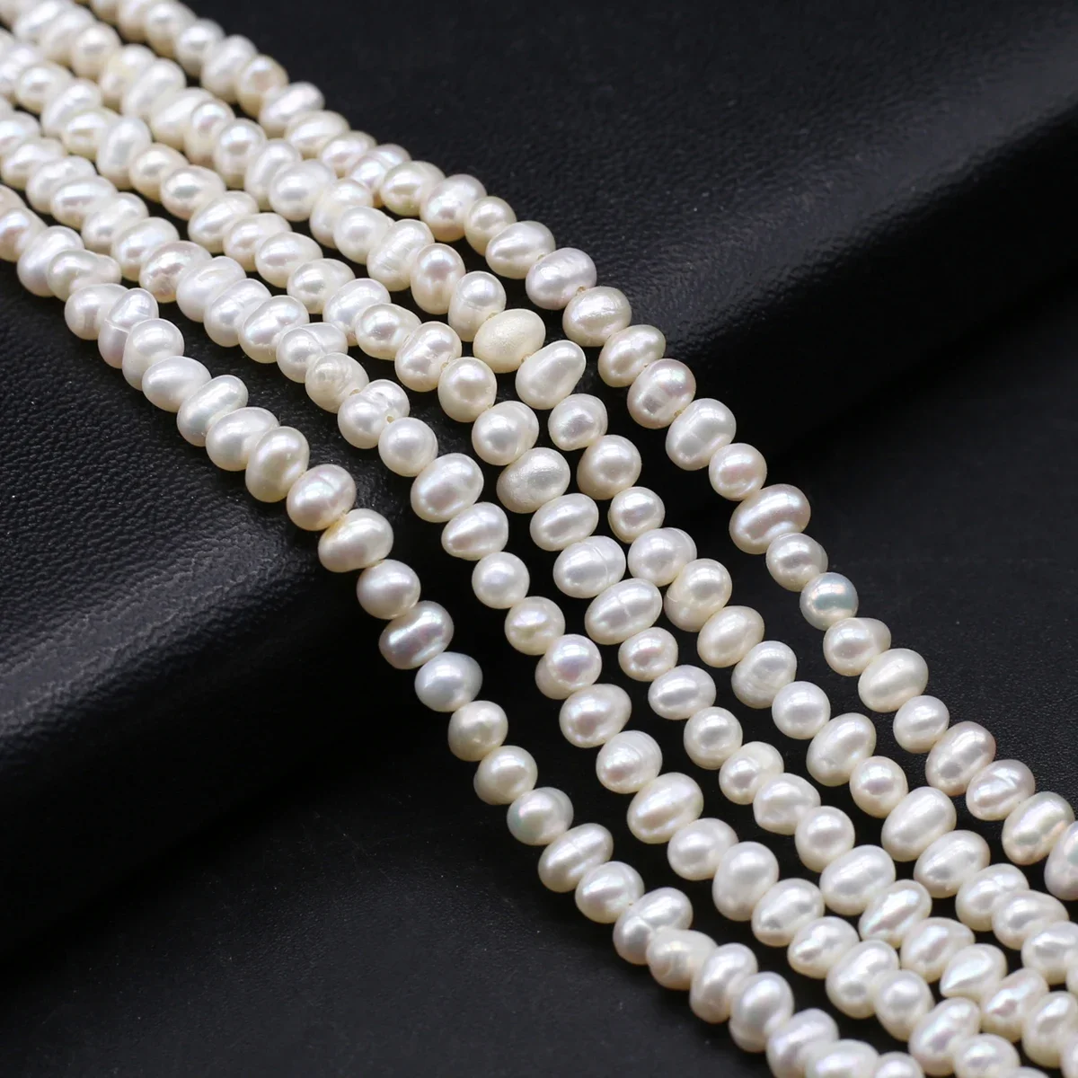 Natural Freshwater Pearl Beaded 3-4mm Elliptical shape Punch Loose Beads for Make Jewelry DIY Bracelet Necklace Accessories