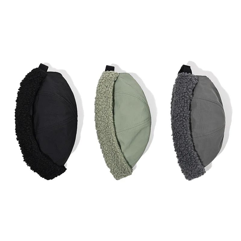 2025 جديد شتاء دافئ صوف الضأن أفخم Brimless قبعات البيسبول Gorro Y2k دوكر القبعات الأغطية الحرير بالاكلافا #3