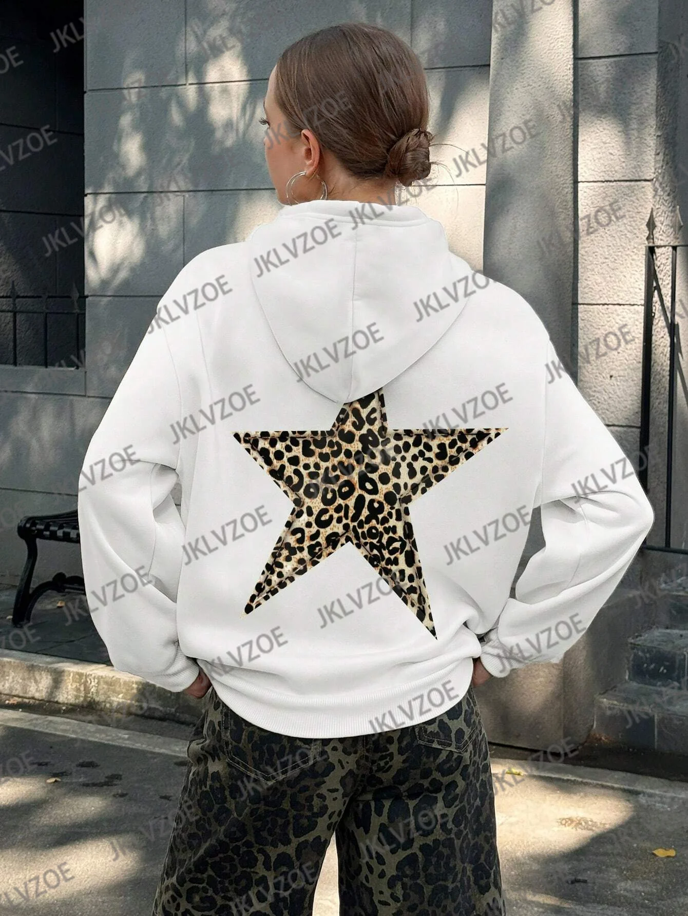 Winter Women Men Leopard &Five-pointed Star Sweatshirt Harajuku Pullover Cotton Hoodie Loose Casual Women Clothing Streetwear