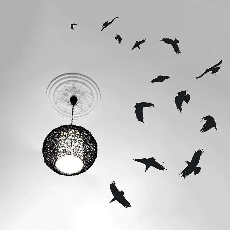 Circling Crows Wall Decal Nature Flock Of Birds Ceiling Decoration Decals Removable Self-adhesive Transfer Film Wallpaper 3B43