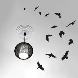 Circling Crows Wall Decal Nature Flock Of Birds Ceiling Decoration Decals Removable Self-adhesive Transfer Film Wallpaper 3B43