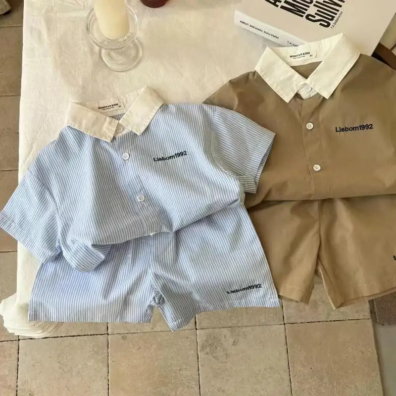 Conjunto deportivo de verano para niños, Top de manga corta informal, pantalones cortos geniales para bebés, conjunto informal de dos piezas, 2023