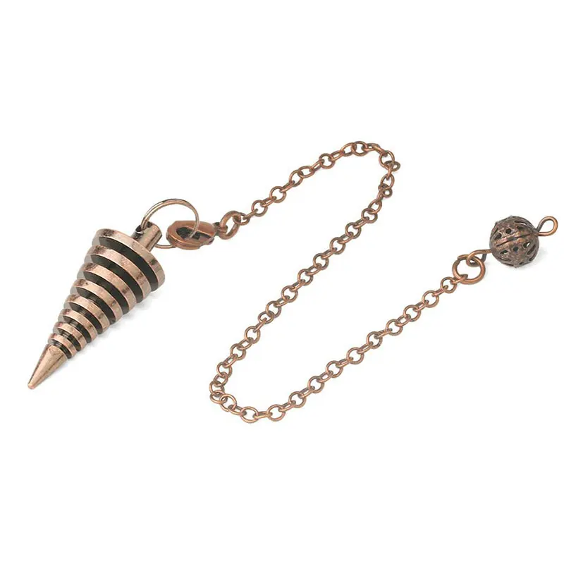 100% Copper Metal Pendulum for Dowsing Divination Reiki Spiritual Screw Pendant with Twine Shuttle Pendulo De Radiestesia X024